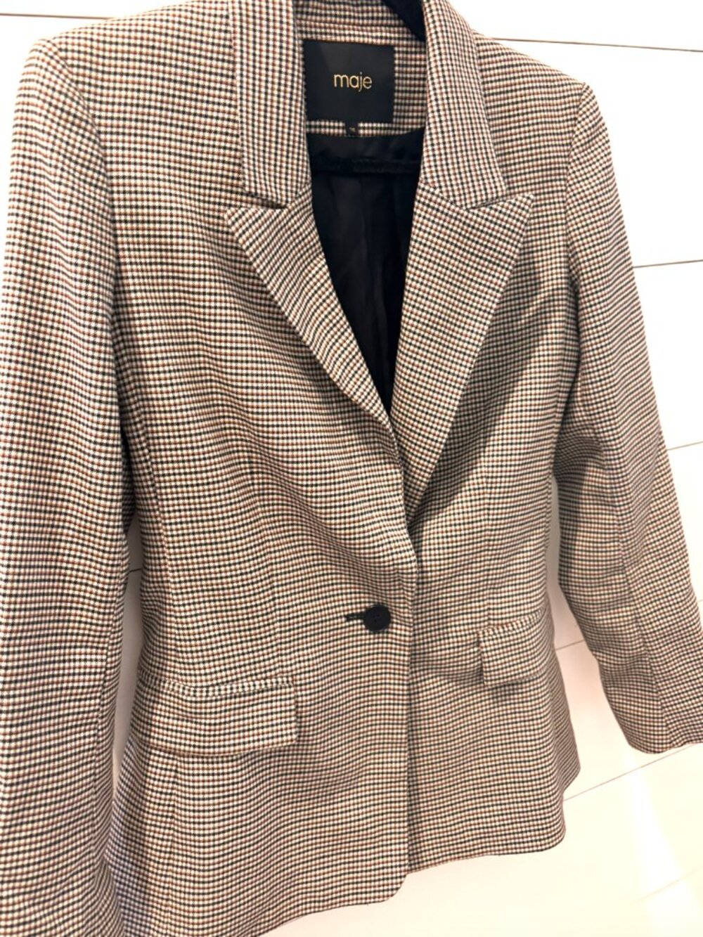Maje Brown and Black Patterned Blazer